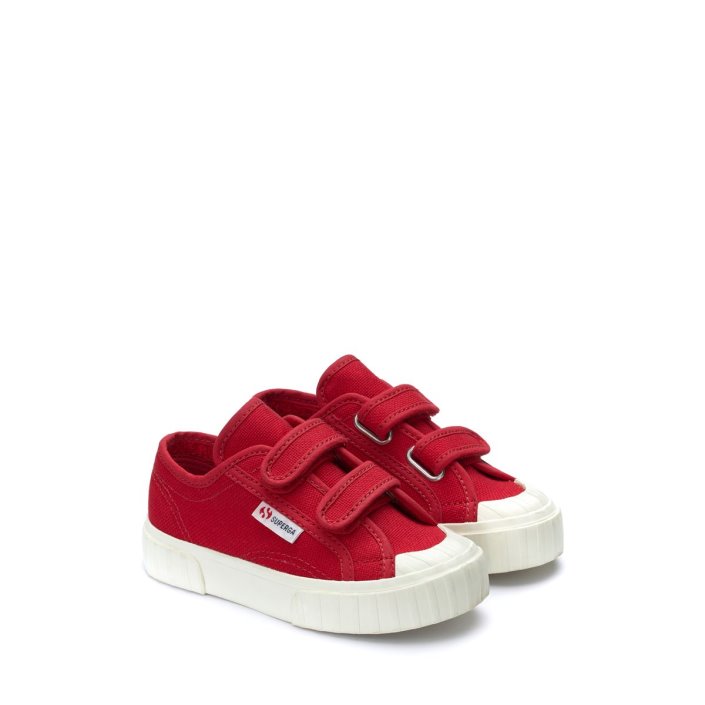 Superga Sale 2630 Kids Stripe Straps Red Flame