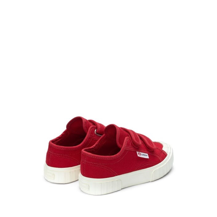 Superga Sale 2630 Kids Stripe Straps Red Flame