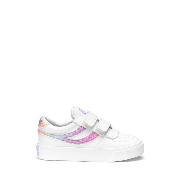Superga Sale 2846 Kids Seattle Straps Iride White-Pink Pastel Multic