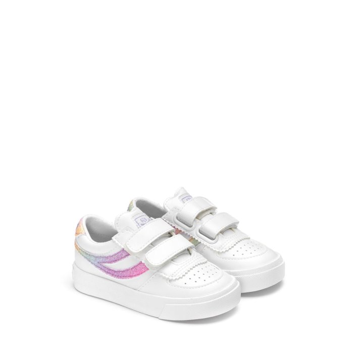 Superga Sale 2846 Kids Seattle Straps Iride White-Pink Pastel Multic