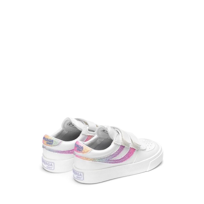 Superga Sale 2846 Kids Seattle Straps Iride White-Pink Pastel Multic