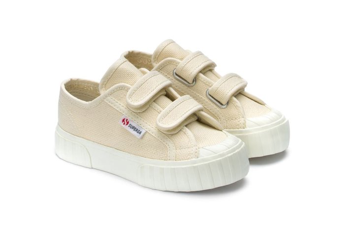 Superga Sale 2630 Kids Stripe Straps Beige Raw