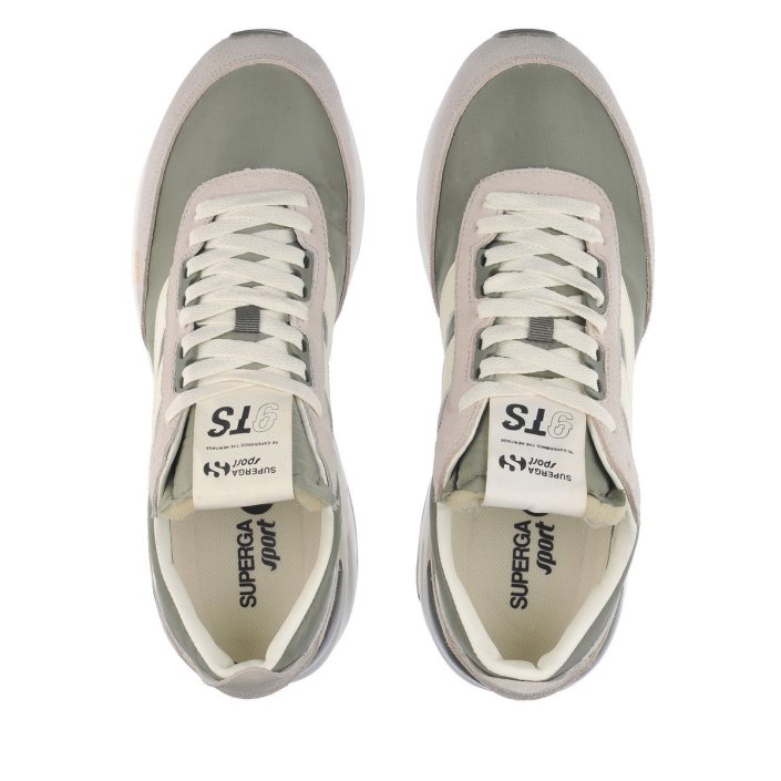Superga Sale 4089 Training 9Ts Slim Beige Gesso-Green Safari-White