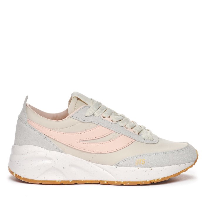 Superga Sale 4089 Training 9Ts Slim Vegan Faux Leather Beige Gesso-Grey Lt-Pink Ish-B