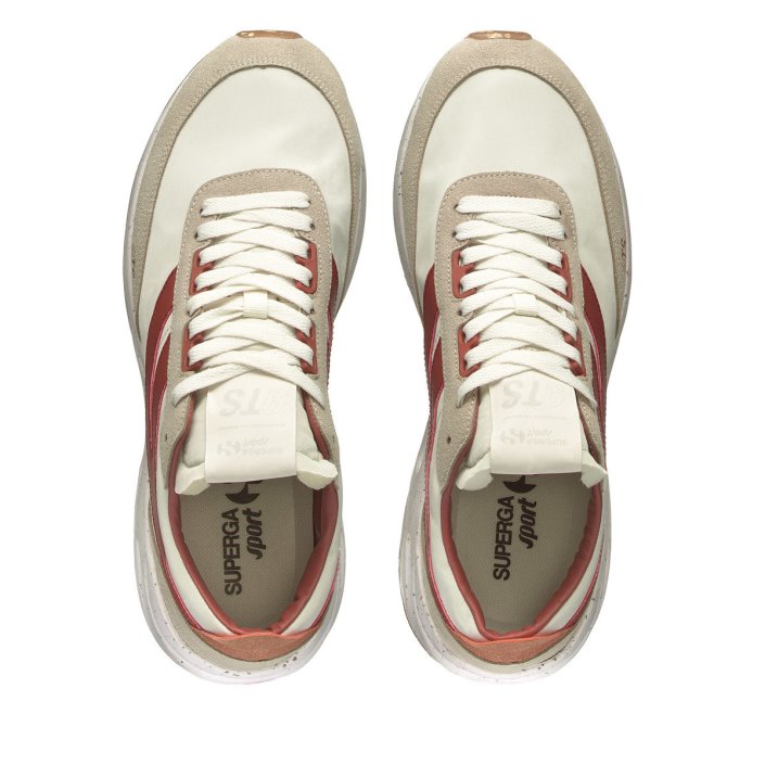 Superga Sale 4089 Training 9Ts Slim Vegan Faux Leather Brown Reddish-Orange Dusty-Gre