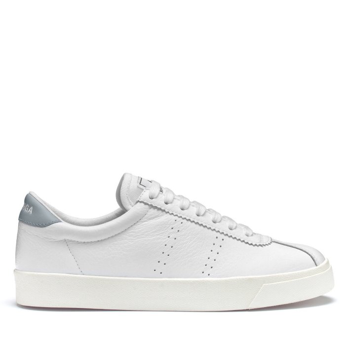Superga Sale 2843 Club S Comfort Leather White-Grey Lilla-F Avorio