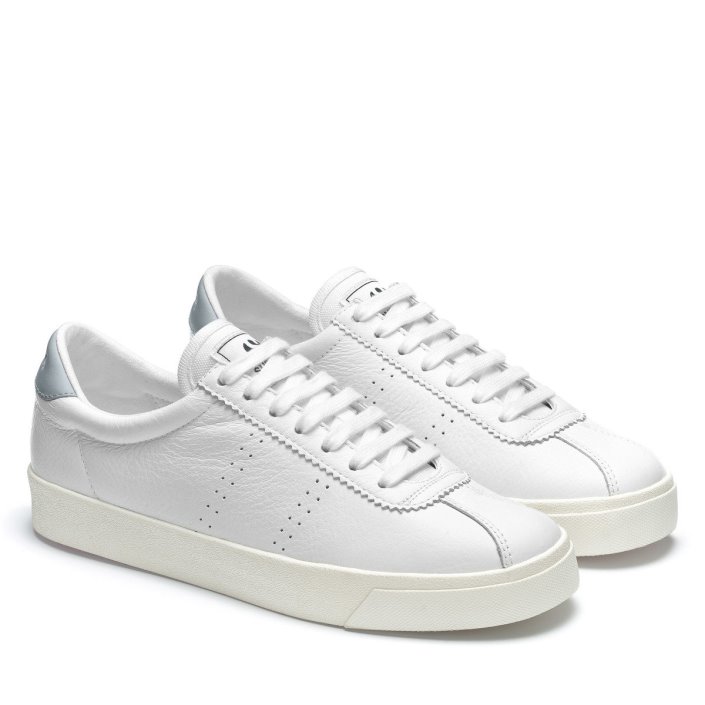 Superga Sale 2843 Club S Comfort Leather White-Grey Lilla-F Avorio