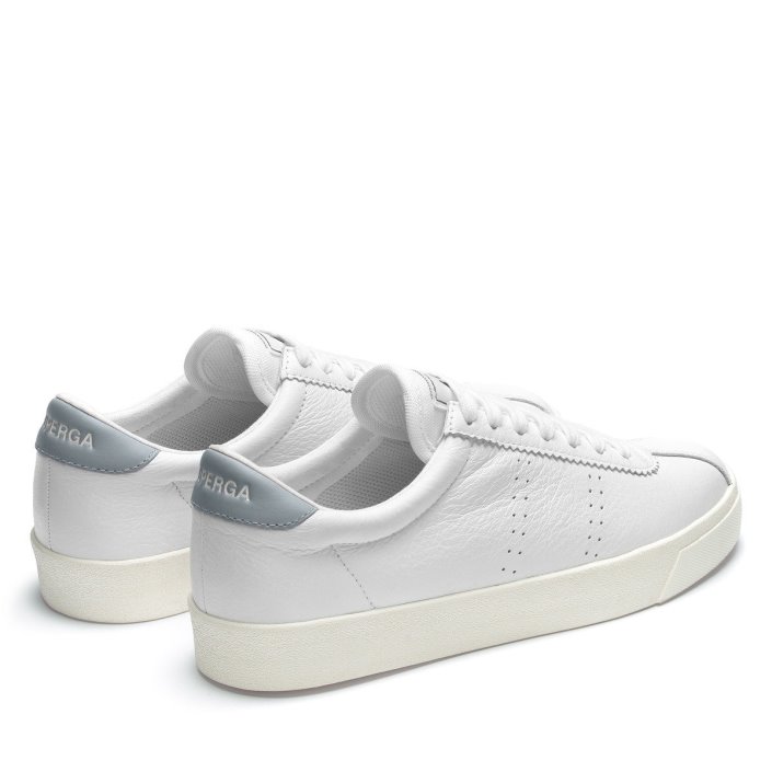Superga Sale 2843 Club S Comfort Leather White-Grey Lilla-F Avorio