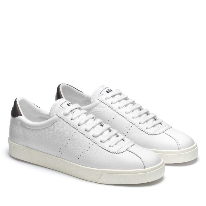 Superga Sale 2843 Club S Comfort Leather White-Brown Plum-F Avorio