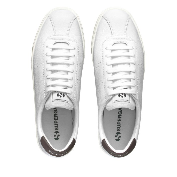 Superga Sale 2843 Club S Comfort Leather White-Brown Plum-F Avorio