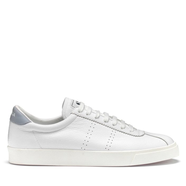 Superga Sale 2843 Club S Comfort Leather White-Blue Lt Grey-F Avorio