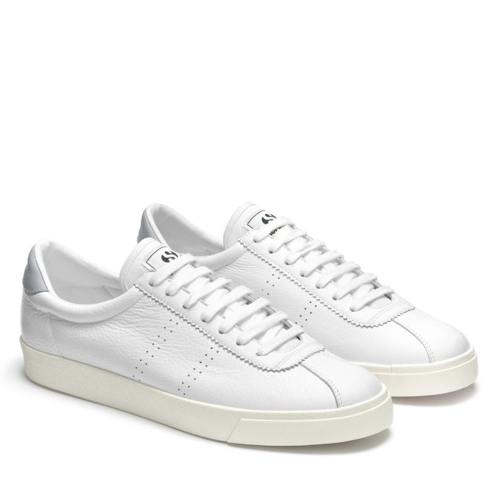 Superga Sale 2843 Club S Comfort Leather White-Blue Lt Grey-F Avorio