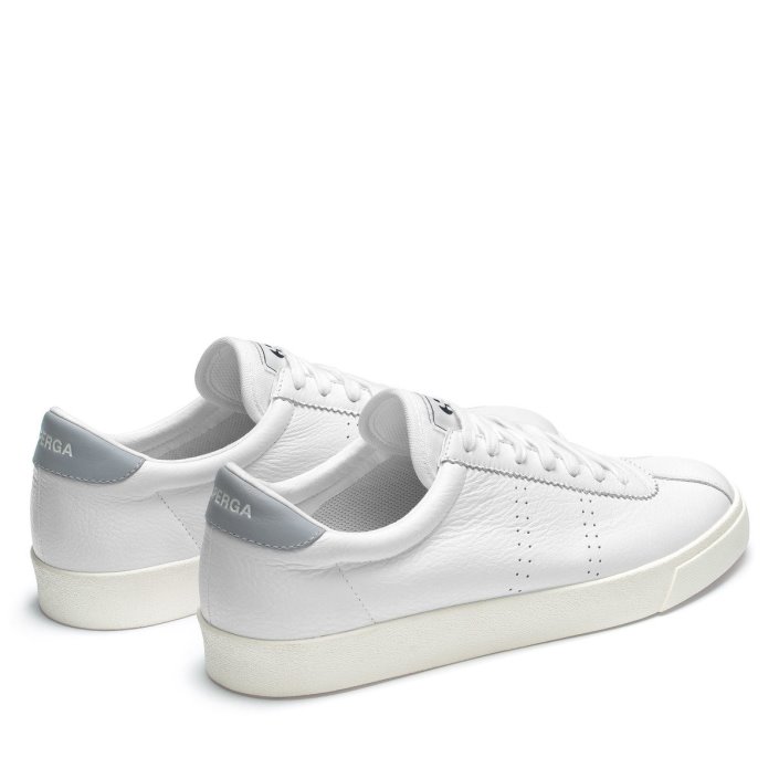 Superga Sale 2843 Club S Comfort Leather White-Blue Lt Grey-F Avorio