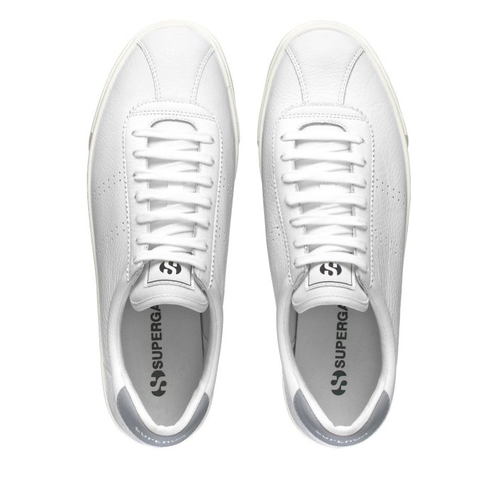 Superga Sale 2843 Club S Comfort Leather White-Blue Lt Grey-F Avorio