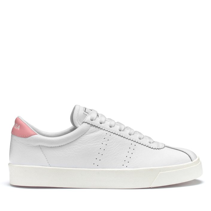Superga Sale 2843 Club S Comfort Leather White-Pink-F Avorio