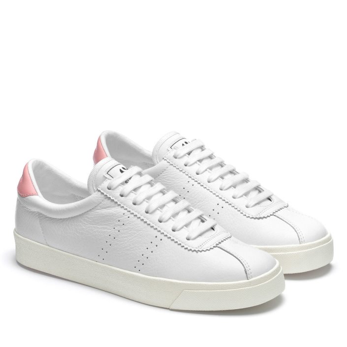 Superga Sale 2843 Club S Comfort Leather White-Pink-F Avorio
