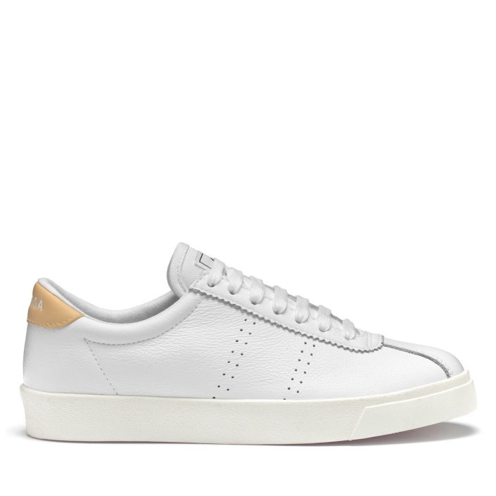 Superga Sale 2843 Club S Comfort Leather White-Yellow Lt F Avorio