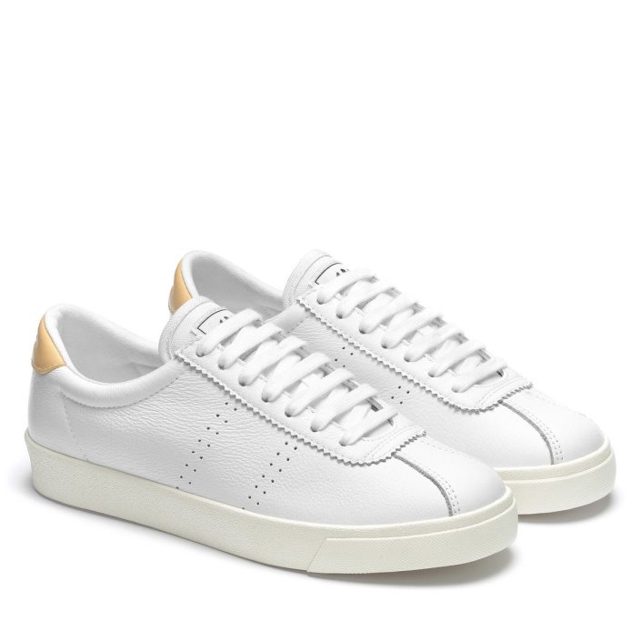 Superga Sale 2843 Club S Comfort Leather White-Yellow Lt F Avorio