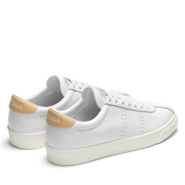 Superga Sale 2843 Club S Comfort Leather White-Yellow Lt F Avorio