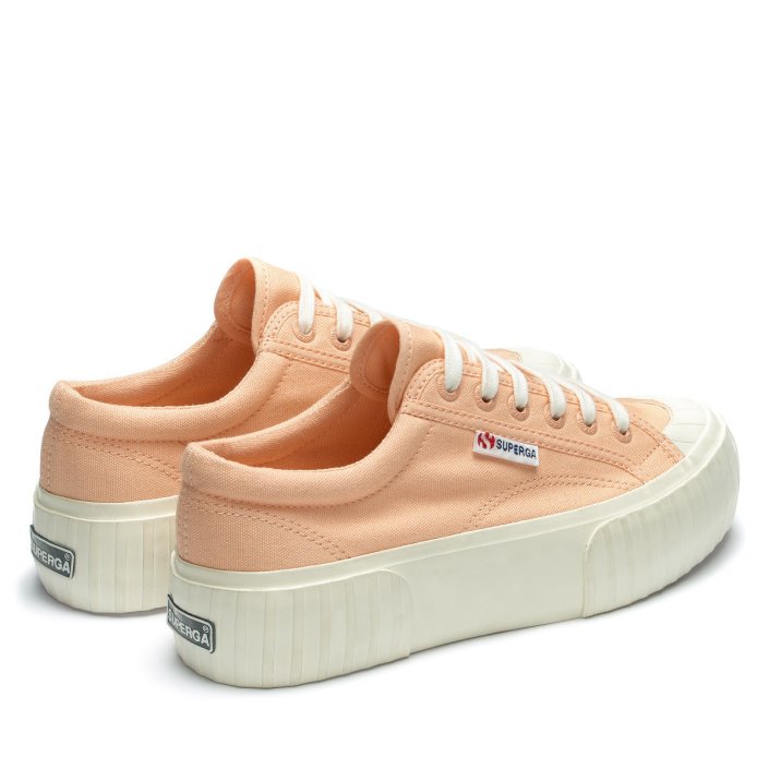 Superga Sale 2631 Stripe Platform Pink Peach-F Avorio