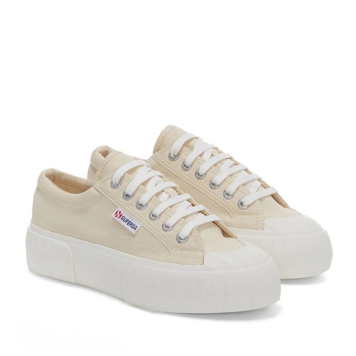 Superga Sale 2631 Stripe Platform Beige Lt Eggshell-F Avorio