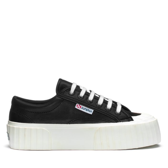Superga Sale 2631 Stripe Platform Vegan Black-White Avorio