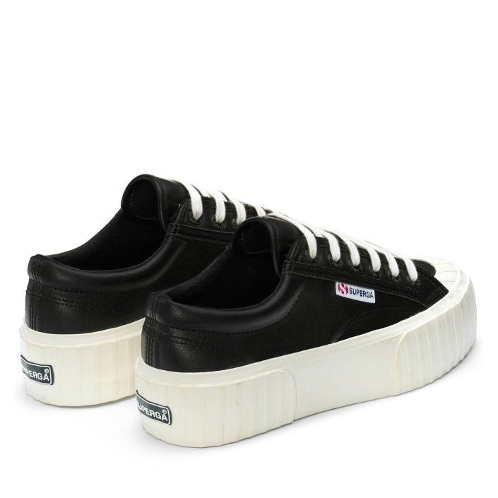 Superga Sale 2631 Stripe Platform Vegan Black-White Avorio