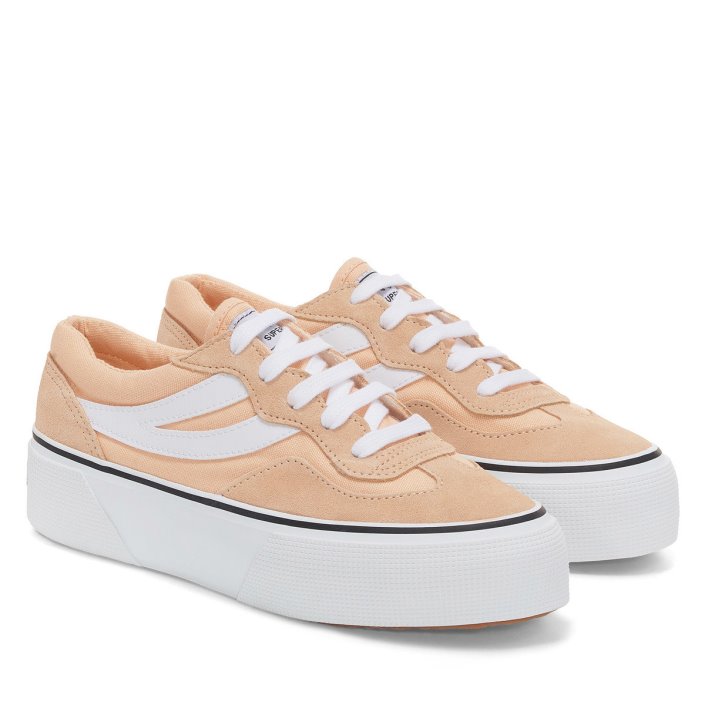 Superga Sale 3041 Revolley Colourblock Platform Pink Peach-White