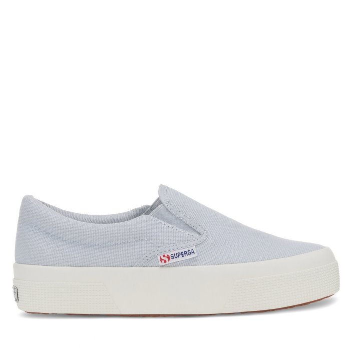 Superga Sale 2740 Platform Slip On Grey Lilla-F Avorio