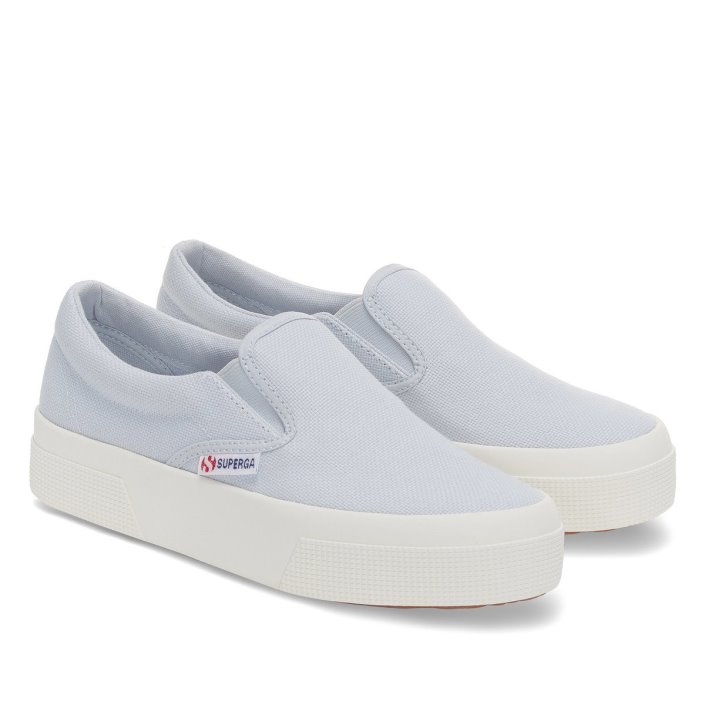 Superga Sale 2740 Platform Slip On Grey Lilla-F Avorio