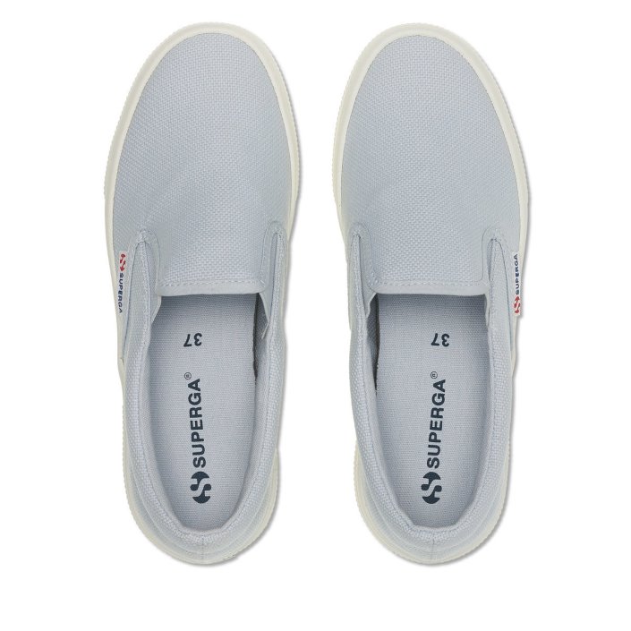 Superga Sale 2740 Platform Slip On Grey Lilla-F Avorio