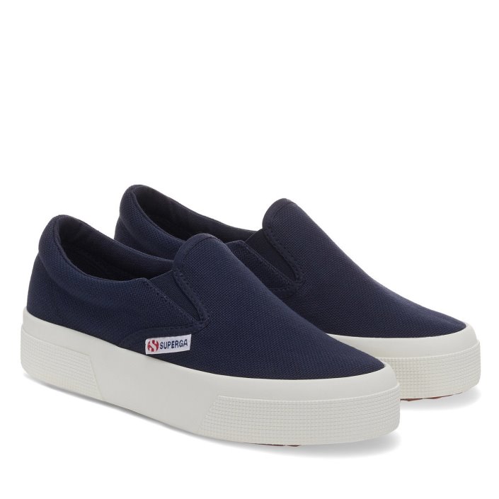 Superga Sale 2740 Platform Slip On Navy-F Avorio
