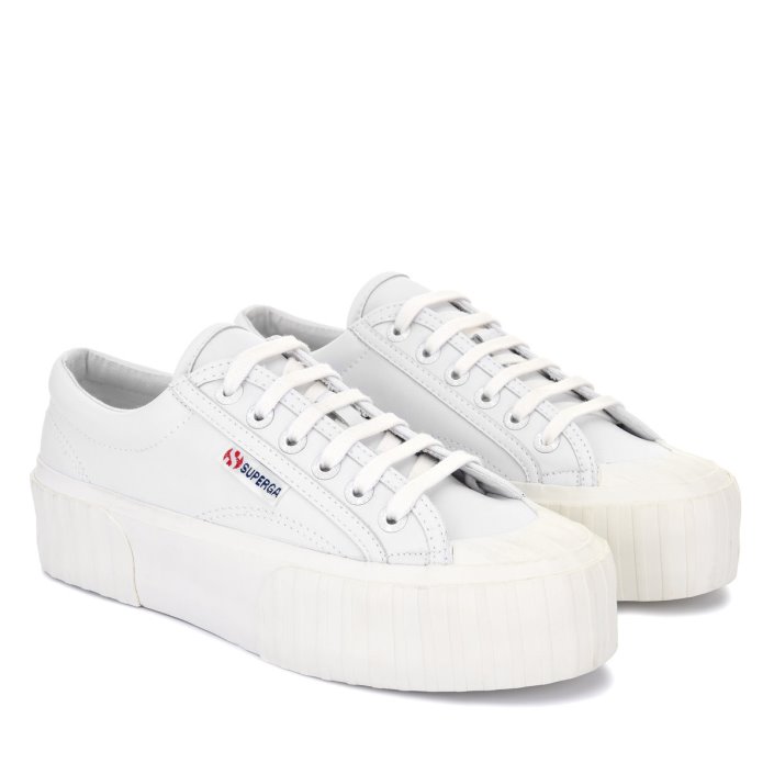 Superga Sale 2631 Stripe Platform Vegan White-White Avorio
