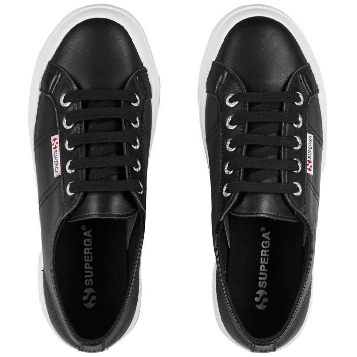 Superga Sale 2750 Nappa Lea Black-White