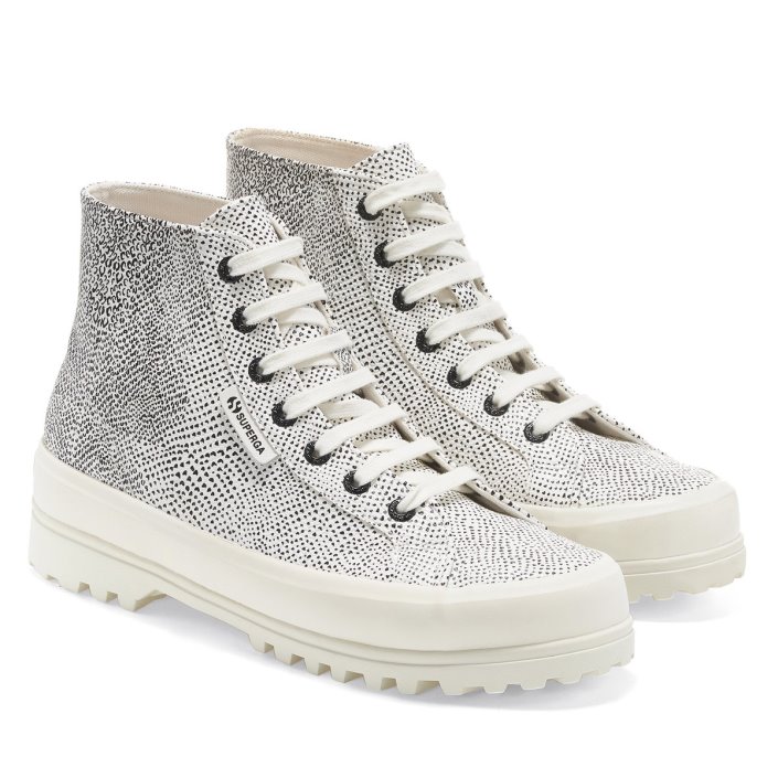 Superga Sale 2341 Alpina Micro Faux Snake White Avorio Black Snake