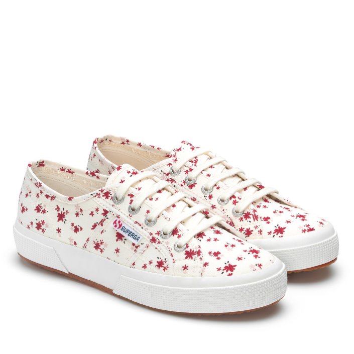 Superga Sale 2750 Flower Print White Avorio-Red