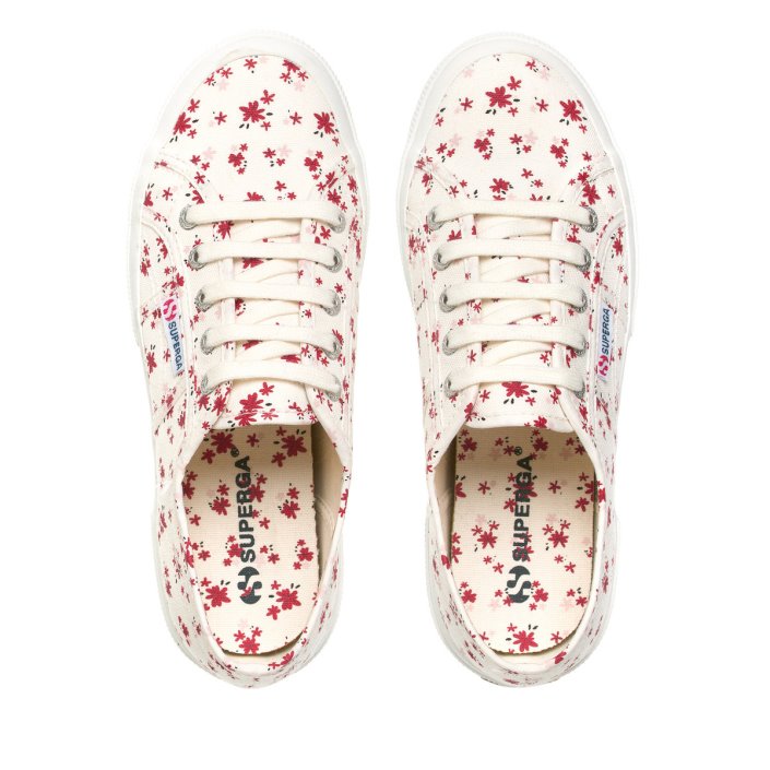Superga Sale 2750 Flower Print White Avorio-Red