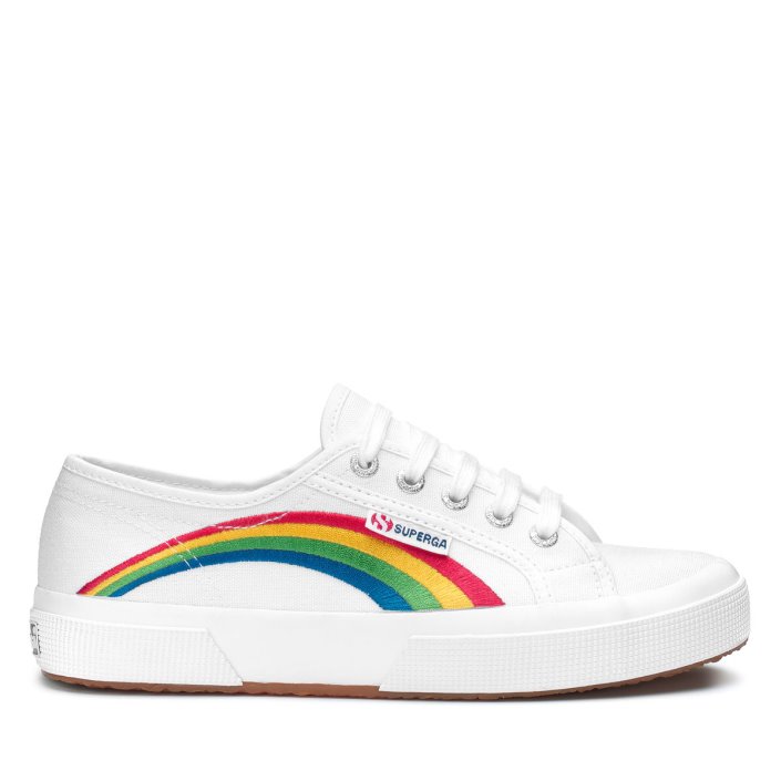 Superga Sale 2750 Rainbow Embroidery White-Rainbow