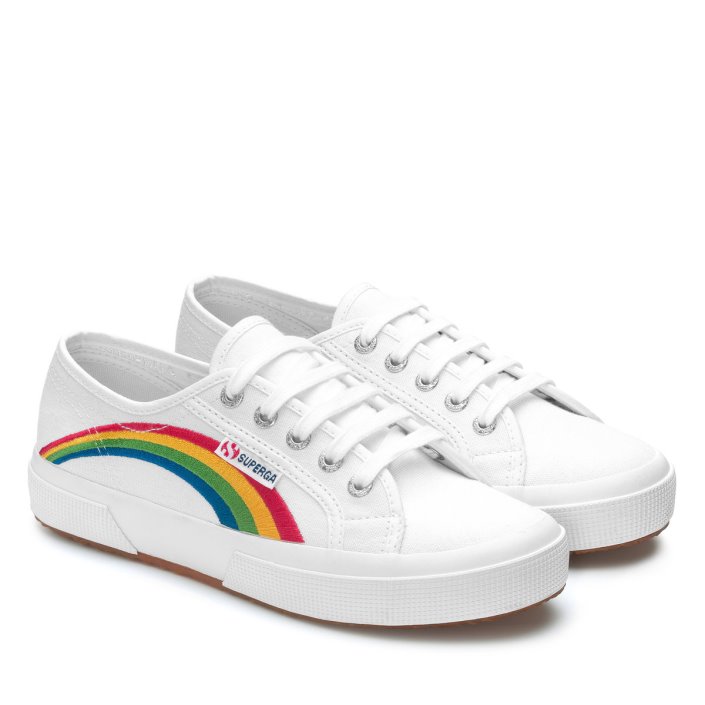 Superga Sale 2750 Rainbow Embroidery White-Rainbow