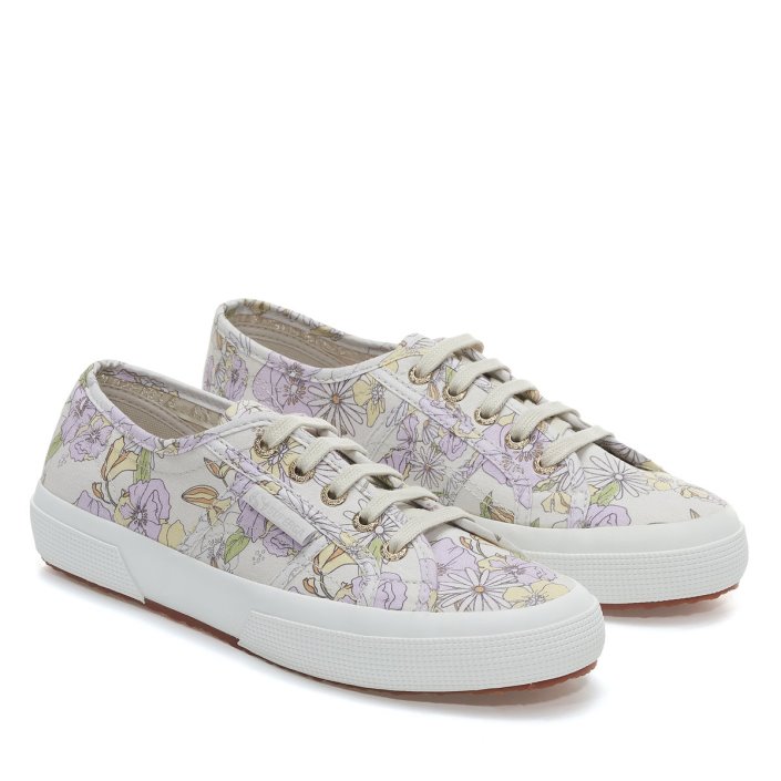 Superga Sale 2750 Floral Print Lt Beige Lilla Lt Yellow Flowe