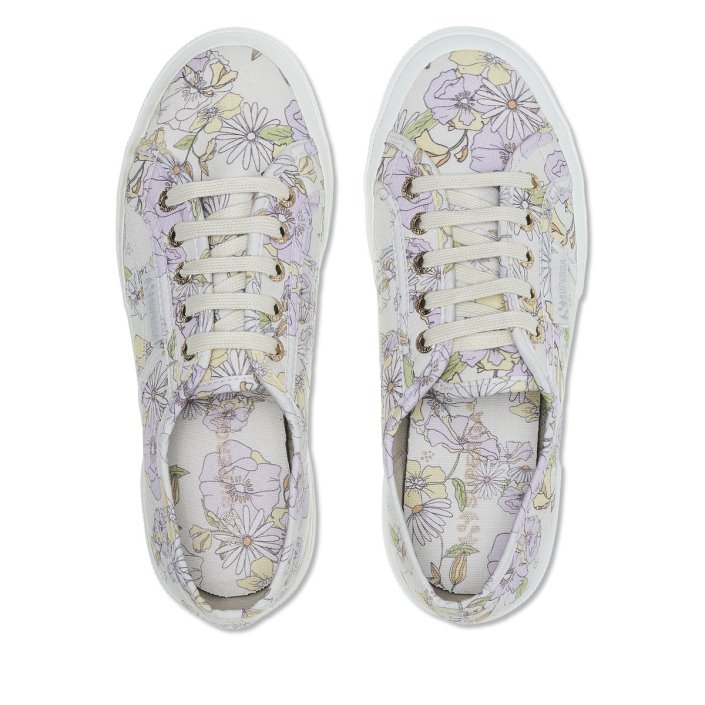 Superga Sale 2750 Floral Print Lt Beige Lilla Lt Yellow Flowe