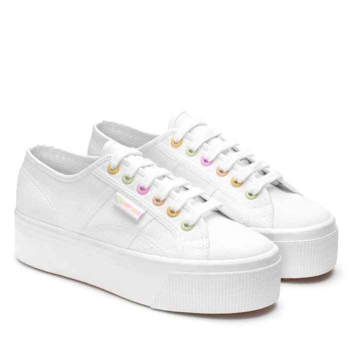 Superga Sale 2790 Rainbow Details White-Candy Multicolor