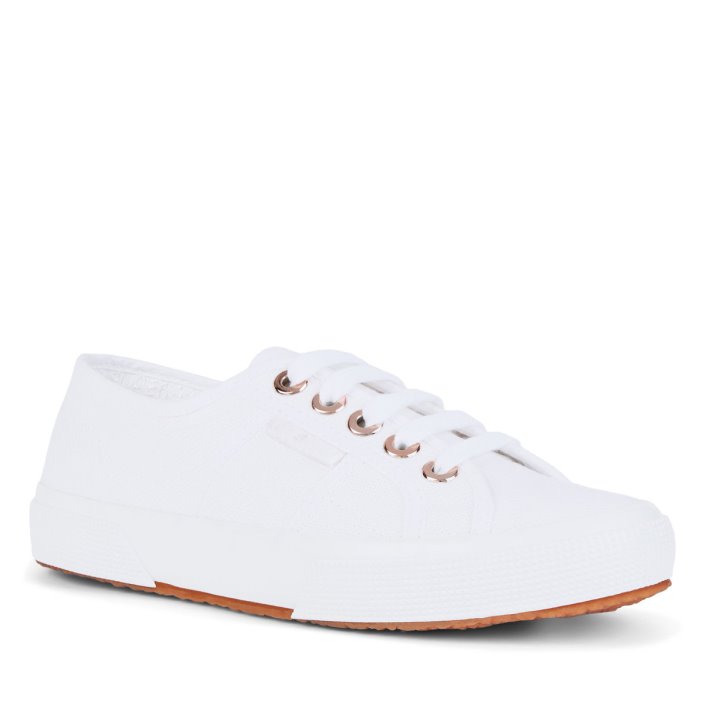 Superga Sale 2750 Cotu Big Eyelets White-Rose Gold