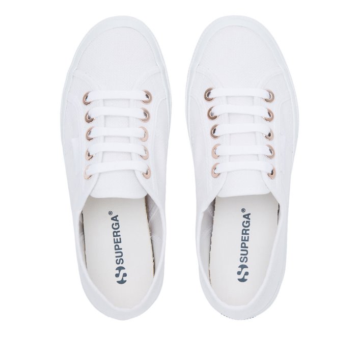 Superga Sale 2750 Cotu Big Eyelets White-Rose Gold
