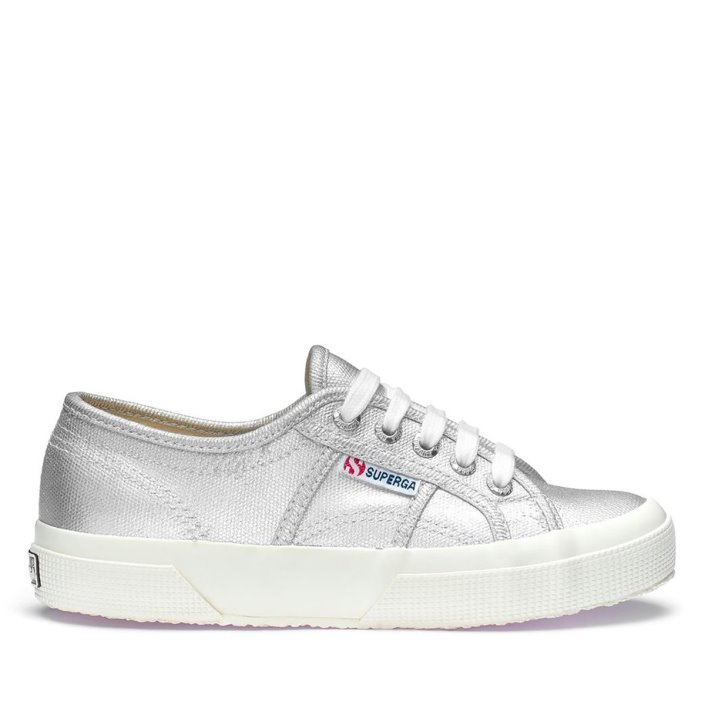 Superga Sale 2750 Metallic Canvas Grey Silver Matt-F Avorio
