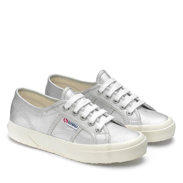 Superga Sale 2750 Metallic Canvas Grey Silver Matt-F Avorio