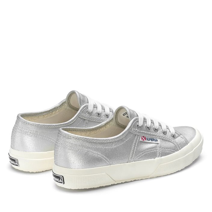 Superga Sale 2750 Metallic Canvas Grey Silver Matt-F Avorio