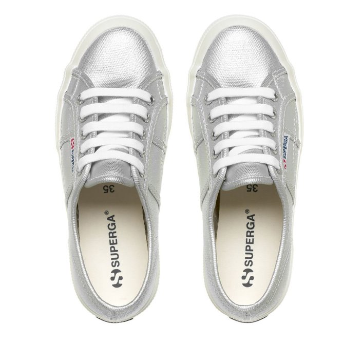 Superga Sale 2750 Metallic Canvas Grey Silver Matt-F Avorio