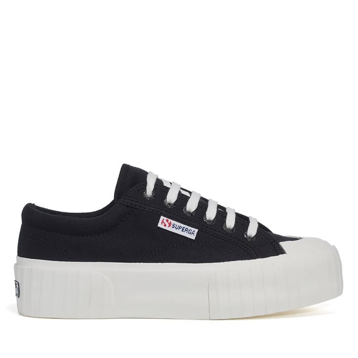 Superga Sale 2631 Stripe Platform Black-White Avorio