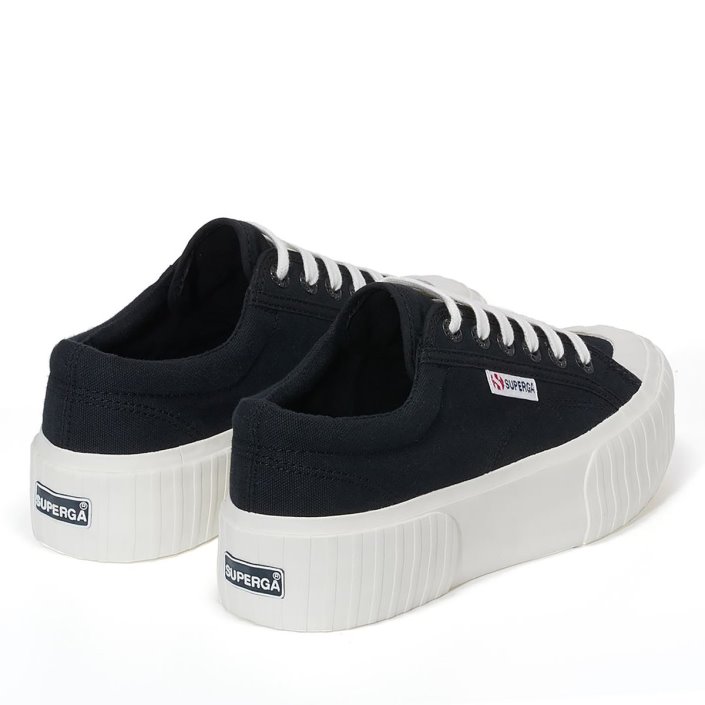 Superga Sale 2631 Stripe Platform Black-White Avorio